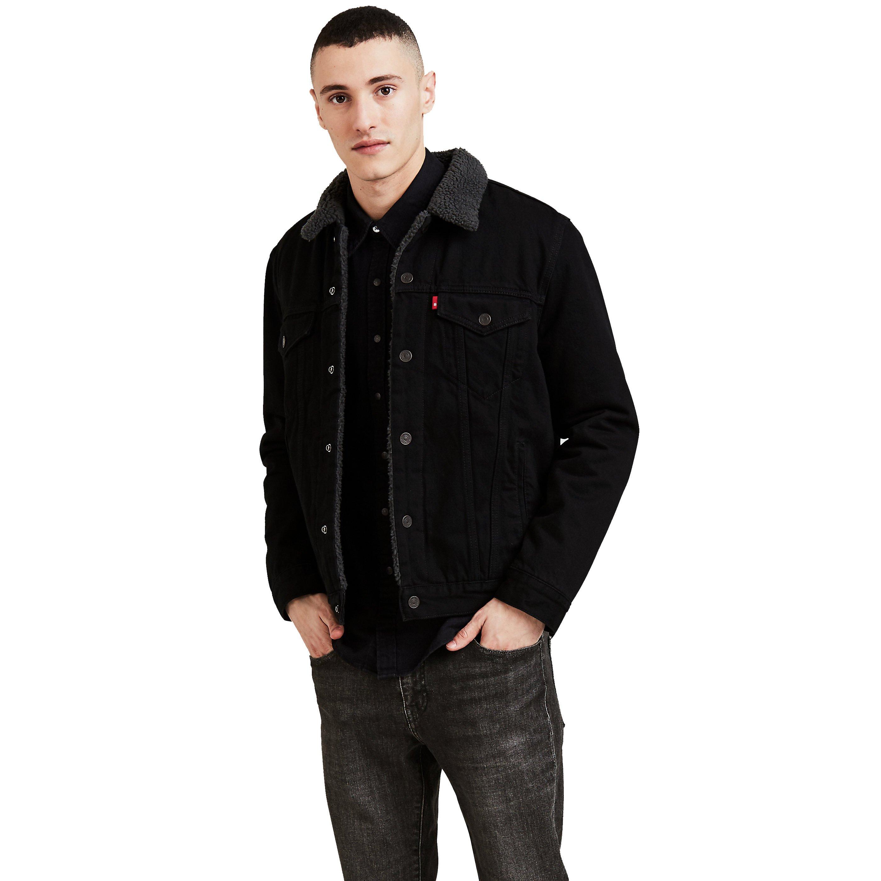 Black levi cheap sherpa jacket mens